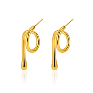 Minimalist 925 silver gold twisted drop earrings with high-polish mirror finish