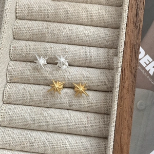 925 Sterling Silver Eight Pointed Star Stud Earrings For Women Minimalist Octagram North Star Gold Silver Plated Jewelry