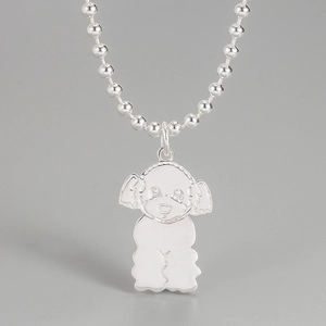925 Sterling Silver Teddy Dog Pendant Necklace Korean INS Style Cute Poodle Animal Ball Chain Jewelry For Women Gift