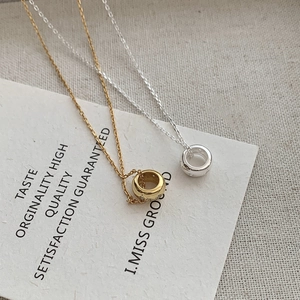 925 Sterling Silver Rhinestone Circle Pendant Necklace Women Minimalist 18K Gold Plated Geometric Clavicle Chain Jewelry