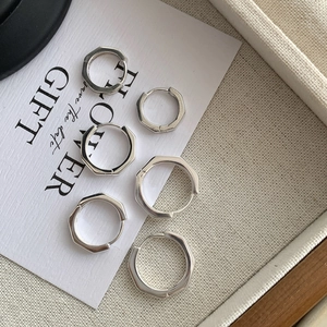 Lot de boucles d'oreilles géométriques en argent 925, tailles petite, moyenne et grande