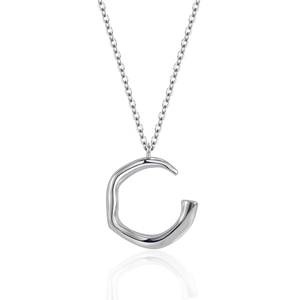 Unregelmäßige S925 Sterlingsilber C-Halskette mit poliertem Flüssigmetall-Effekt