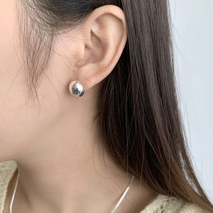 Minimalist S925 sterling silver ball stud earrings with a high-polished mirror finish