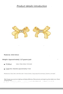 Spécifications des boucles d'oreilles nœud en argent S925 avec finition or 18K