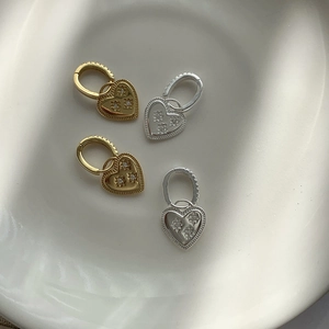 925 Sterling Silver Heart Hoop Earrings For Women Retro Eight Point Star Rhinestone Drop Earrings Fashion Jewelry Gift