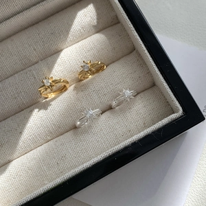 Orecchini a Cerchio Ottagramma in Argento Sterling 925 da Donna Minimalisti Con Stella a Otto Punte e Strass Intarsiati Gioielli Moda Regalo
