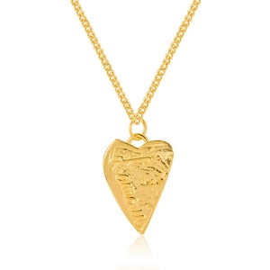 Polished S925 sterling silver heart necklace with L'amour engraving and gold finish