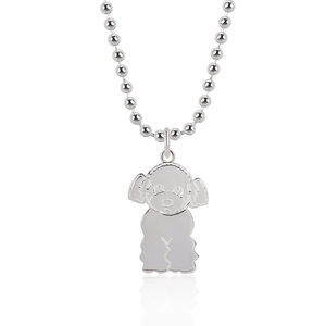 Cute S925 sterling silver teddy dog pendant necklace with ball chain for women