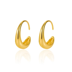 Pendientes de aro dorados en forma de gota con acabado pulido y brillo metálico elegante