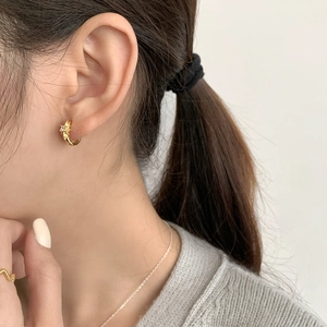 Orecchini a cerchio minimalisti in argento S925 con stella e zircone per donna