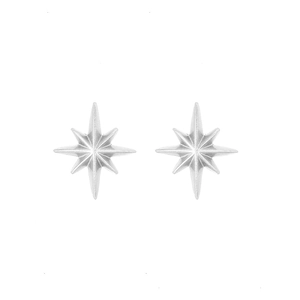 Minimalist S925 sterling silver eight-pointed star stud earrings with geometric design