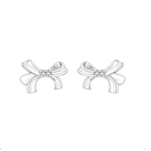 Élégantes boucles d'oreilles nœud en argent S925 avec cristaux scintillants