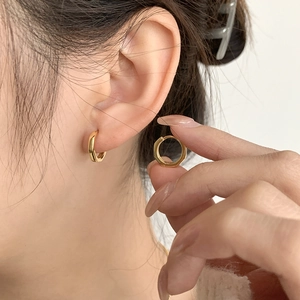 Boucles d'oreilles hexagonales géométriques minimalistes en argent 925 doré