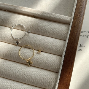 S925 Sterling Silver Asymmetric Star Hoop Stud Earrings For Women Personalized North Star Dainty Earring Original Design Jewelry