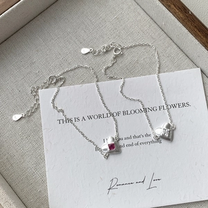 S925 Sterling Silver Heart Bracelet For Women Minimalist Inlaid Zirconia Elegant Brushed Adjustable Fine Jewelry Gift