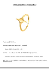 Detailed view of S925 silver adjustable ring featuring a unique 18K gold star design