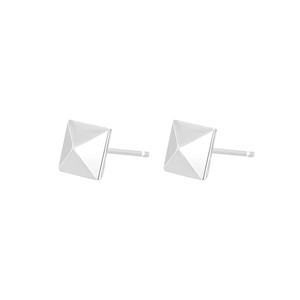Minimalist S925 sterling silver geometric square pyramid stud earrings for daily wear