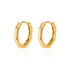 Boucles d'oreilles créoles hexagonales géométriques en or poli pour un look moderne