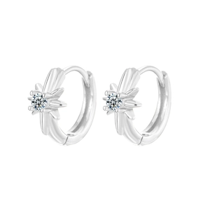 Orecchini a cerchio minimalisti in argento sterling S925 con ciondolo a stella
