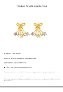 Detail of S925 silver butterfly earrings with colorful zircons and size specifications