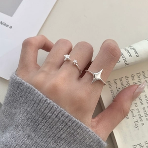Bagues ajustables minimalistes en argent S925 avec motif étoile et accents zircon