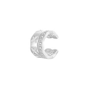 Vintage S925 sterling silver ear cuff with cross star pattern and white zircon stones