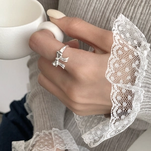 Silver bow ring for women in S925 sterling silver worn on finger for elegant look