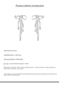 Détail des boucles d'oreilles nœud en argent S925 avec pendentif étoile et specs