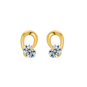 Minimalist S925 sterling silver gold crisscross stud earrings with sparkling zircons