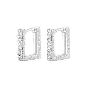 Boucles d'oreilles géométriques en argent sterling S925 avec finition mate et givrée