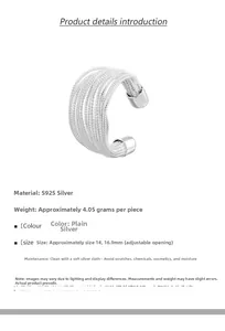 Detailed view of S925 sterling silver multi-layer woven ring showing 4.05g weight specification