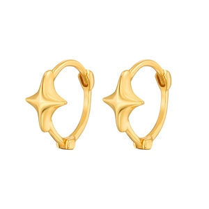 Minimalist S925 sterling silver star-shaped hoop earrings in a polished gold finish