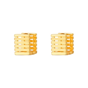 Minimalist S925 sterling silver geometric hollow square hoop earrings in gold finish