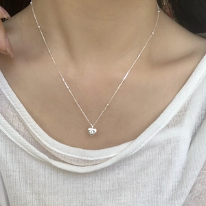 Collier minimaliste en argent sterling S925 avec pendentif cœur et chaîne perlée