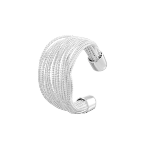 Minimalist S925 sterling silver multi-layer twisted rope open ring for women