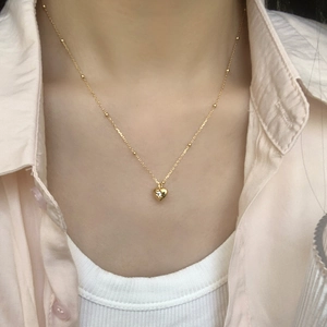 Collier cœur en argent S925 avec chaîne satellite dorée et zircon pour femme