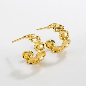 S925 Sterling Silver Hoop Earrings Oval Geometric C Shaped 18K Gold Plated Minimalist Elegant Fashion Jewelry For Women