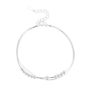 Elegant S925 sterling silver double layer snake chain bracelet with polished beads