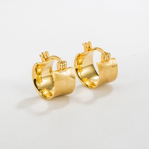 Orecchini a Cerchio in Argento Sterling S925 Minimalisti per Donna Texture Spazzolata Opaca Orecchini Geometrici Placcati Oro Argento Gioielli