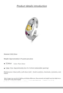Dettaglio dell'anello aperto in argento S925 con zirconi colorati a forma di cuore