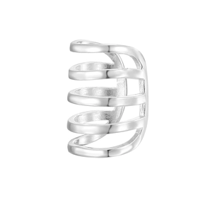 Minimalist S925 sterling silver five-layer geometric ear cuff for non-pierced ears