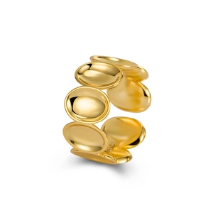 Bague ouverte géométrique en argent S925 avec une finition dorée polie élégante