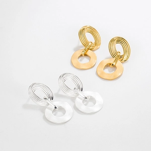 Minimalistische S925 Sterlingsilber Doppelkreis-Ohrringe in Gold- und Silberoptik