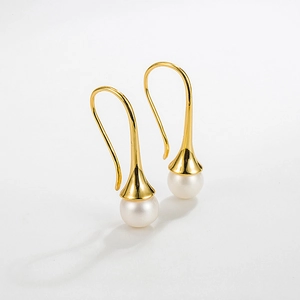 Natural Artificial Pearl Hook Drop Earrings With 925 Sterling Silver Earring Post Elegant Minimalist INS Style Jewelry For Women