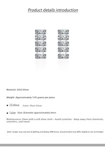 Close-up of geometric S925 silver stud earrings with five rows of sparkling cubic zirconia