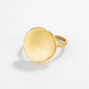 Minimalist 925 Sterling Silver Brushed Round Disc Ring For Women Geometric Open Adjustable Korean Style Jewelry Finger Ring