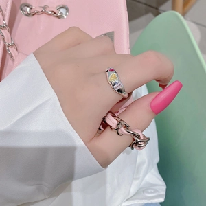 Anello cuore in argento sterling S925 con gemme colorate e design lavico irregolare