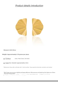 Detailed specs of S925 sterling silver fan shaped earrings with 18k gold plating