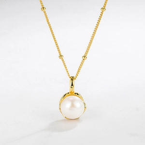 Minimalist 925 Sterling Silver Artificial Pearl Pendant Necklace 18k Gold Plated Satellite Chain Women Daily Elegant Jewelry