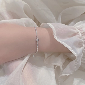 Minimalist S925 sterling silver bracelet featuring irregular handcrafted silver nuggets